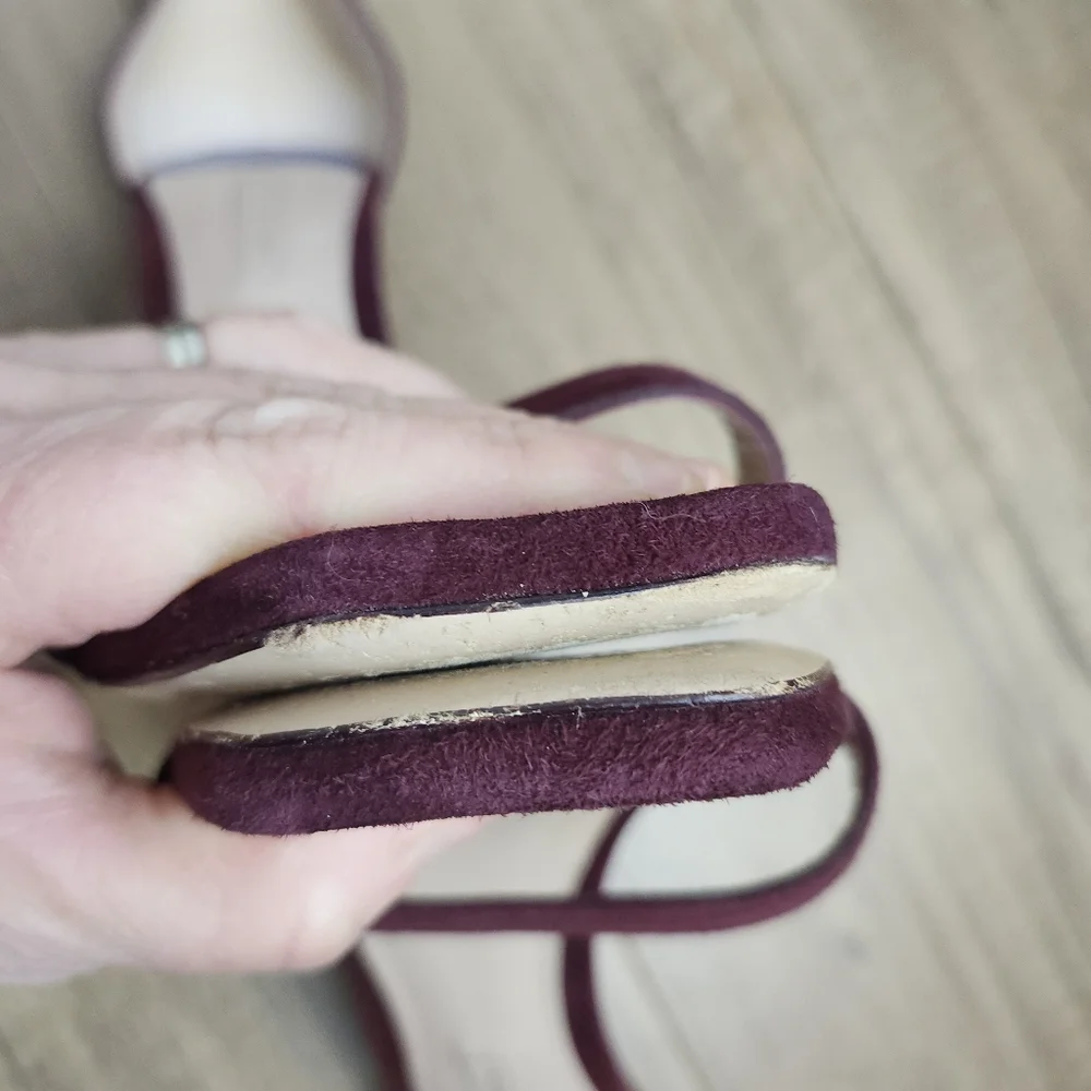 Stuart Weitzman Women's Burgundy Suede Nudistcurve Heels G 260502-7 open toe 8.5 - Picture 11 of 17